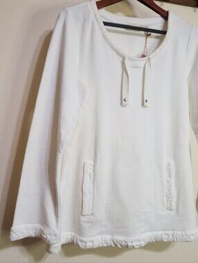 Soft Surroundings White Tunic Top Medium Cotton  Long Sleeve EUC Never Worn!